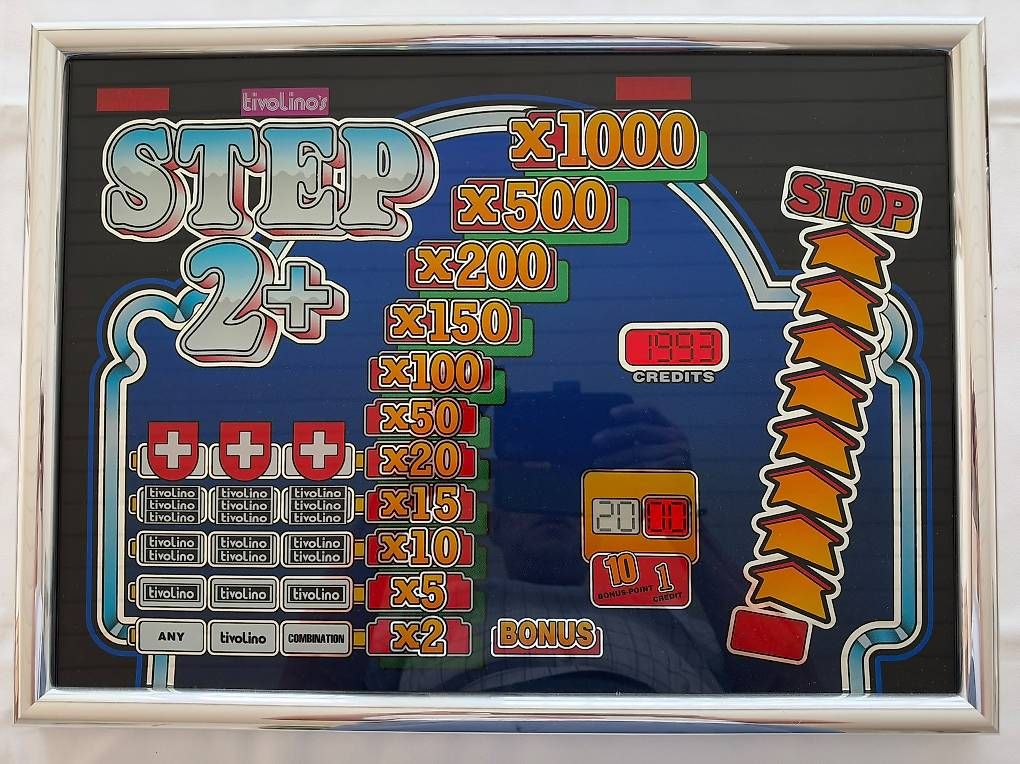 Spielautomaten: Original Frontscheibe Spielautomat "STEP 2+" - Retro Deko – Neu und originalverpackt aus Jegenstorf von mac_gx7g