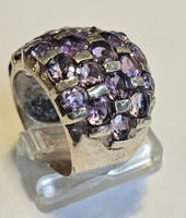 Ring Silber mit lila Amethist Steinen Grösse 58