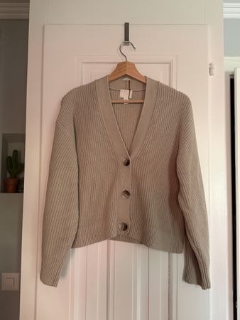 H&M Knit Cardigan, Size Small, beige