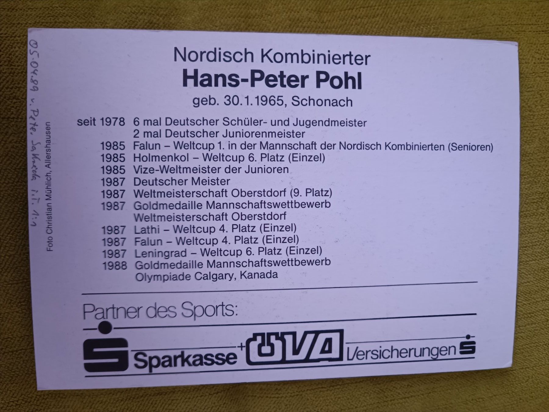 Autografi: Hans-Peter Pohl - Olympia Gold – Usato da Menziken venduto da Artographs 1