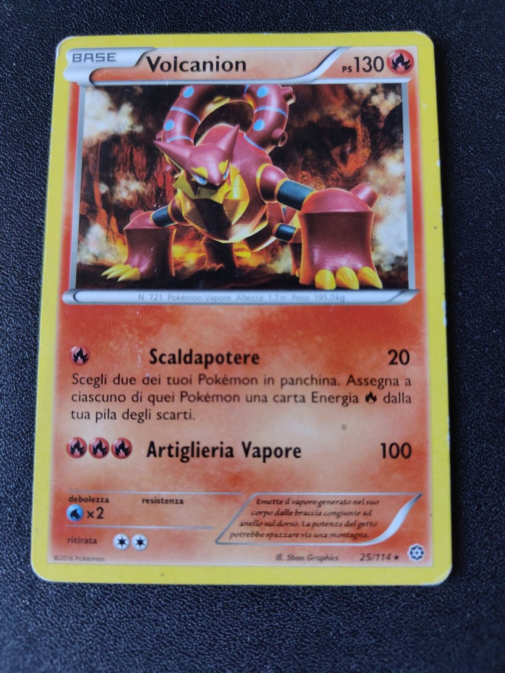 Pokemon TCG Card - Volcanion 25/114 (Fire Type) From XY Steam Siege Set, Rare Holo