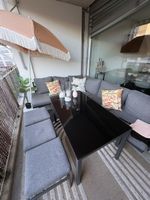 Garten Lounge Set  Ecksofa + Tisch + Hocker  TOP Zustand
