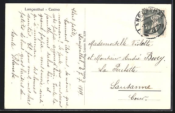 Ansichtskarten: AK Langenthal, Casino im Sonnenschein – Gebraucht aus Berlin von bartko-reher 1