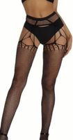 Calze a rete sexy con reggicalze, nero, taglia unica