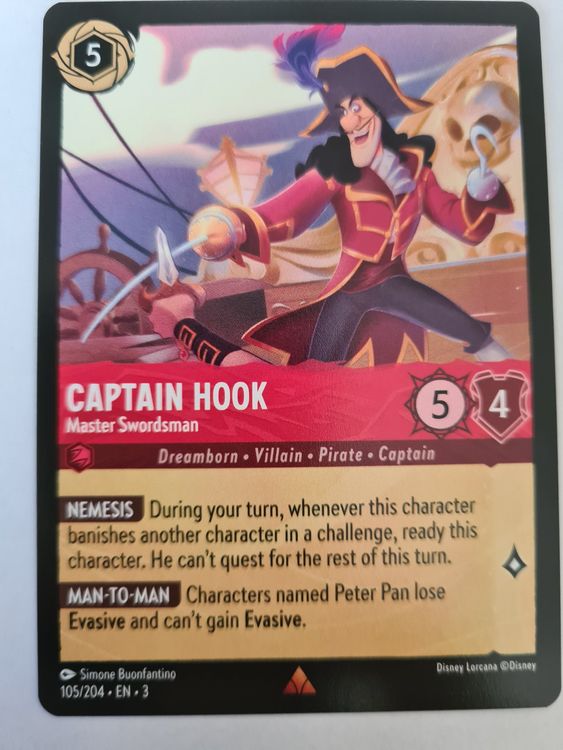 Lorcana, Captain Hook - Master Swordsman, 105/204-EN-3