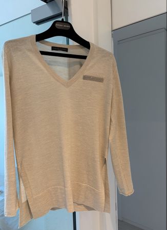 Pullover Fabiana Filippi beige V-Ausschnitt Monili S