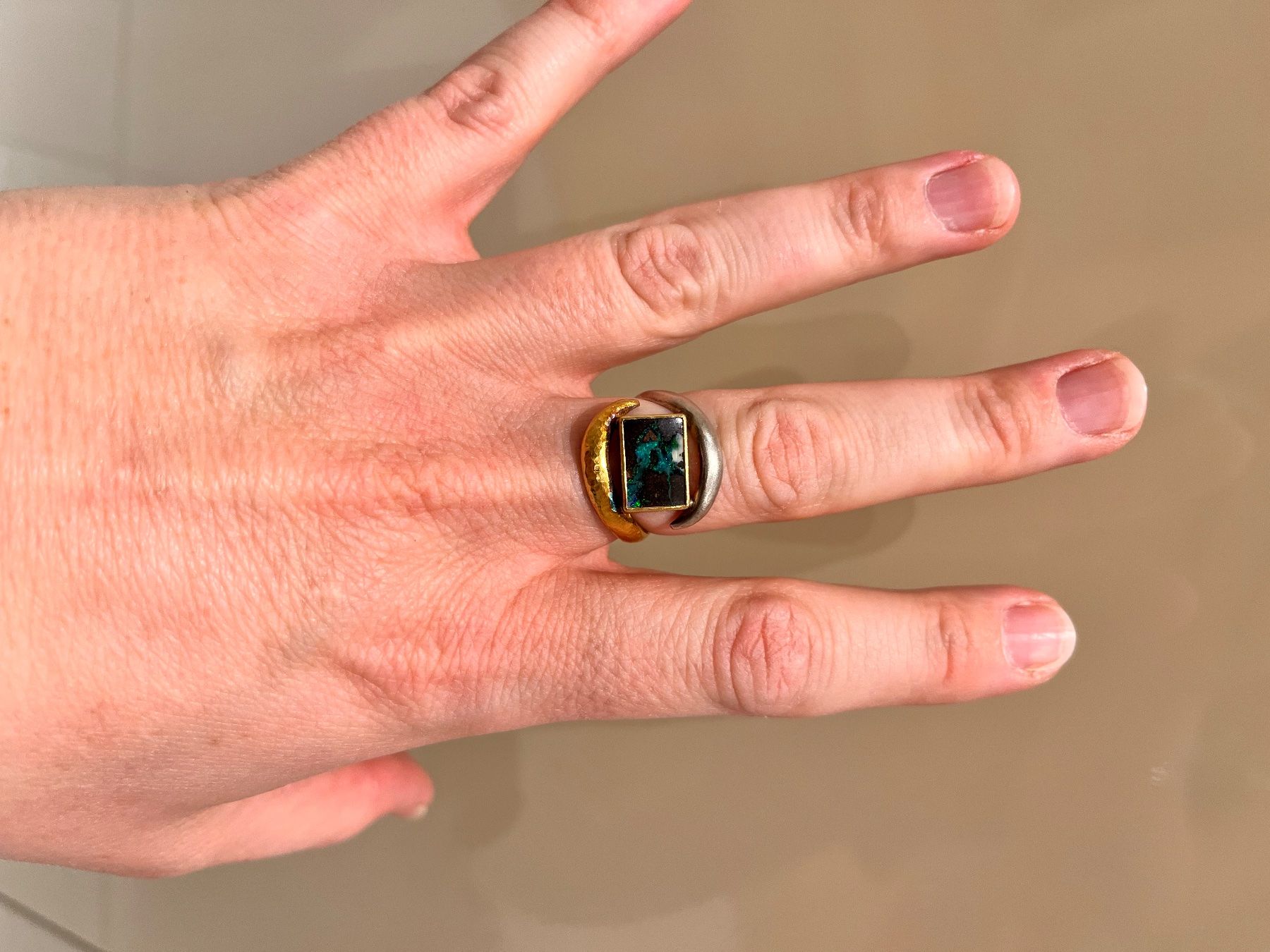 Ringe: Boulder Opal Ring, Silber Ring mit Gold, aus Goldschmiede – Neu (gemäss Beschreibung) aus Breitenbach von Alice_xy 6