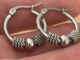 Luxus Elegante Creolen Edelstahl Ohrstecker Farbe Silber