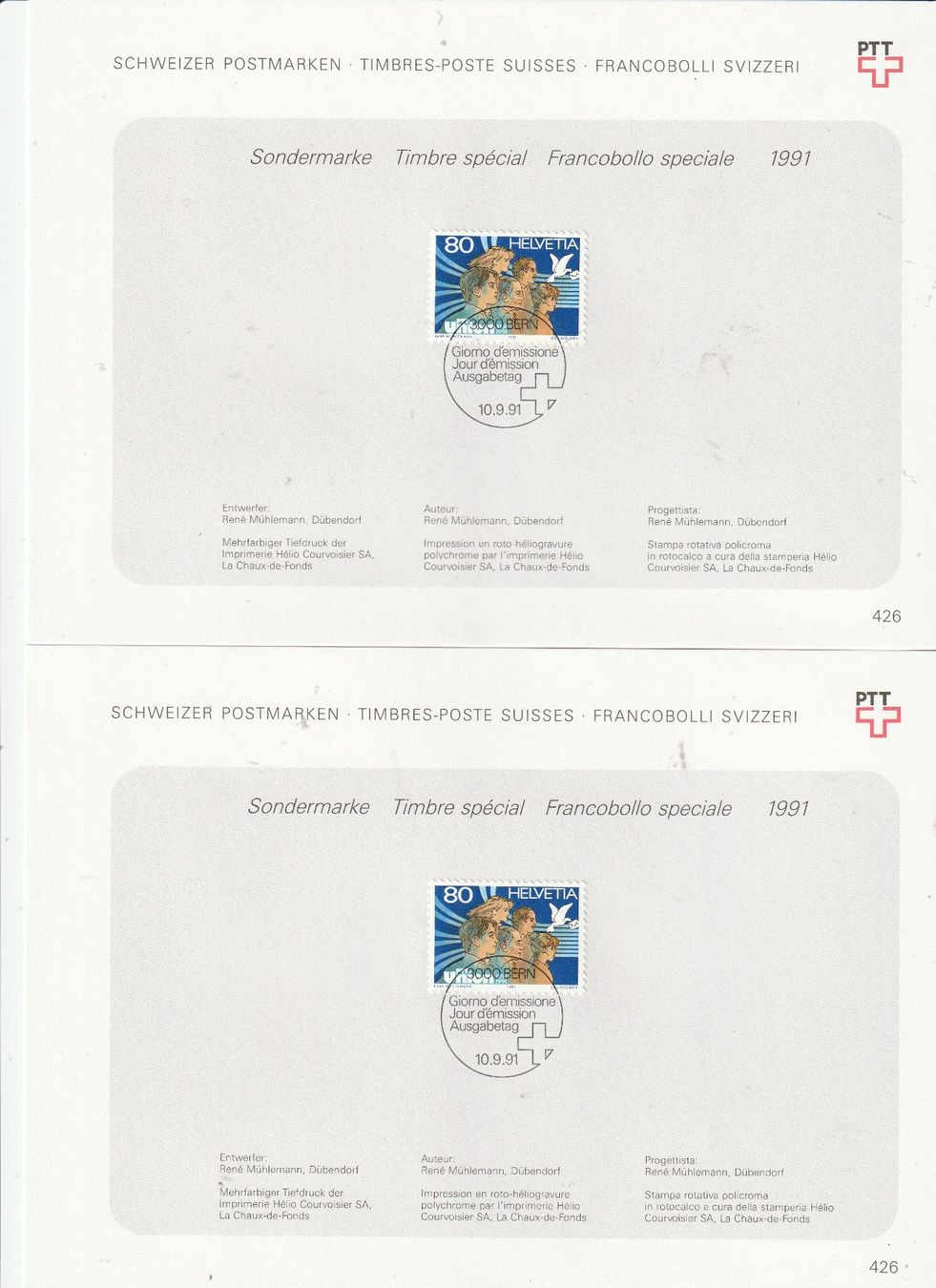 Alle Briefmarken: Kleines Briefmarken Lot 1991 – Gebraucht aus Rupperswil von Ema10 3
