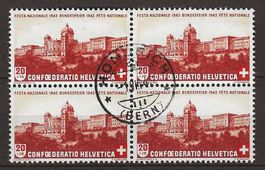 PP043 - Pro patria B21 Bloc de quatre vollstempel