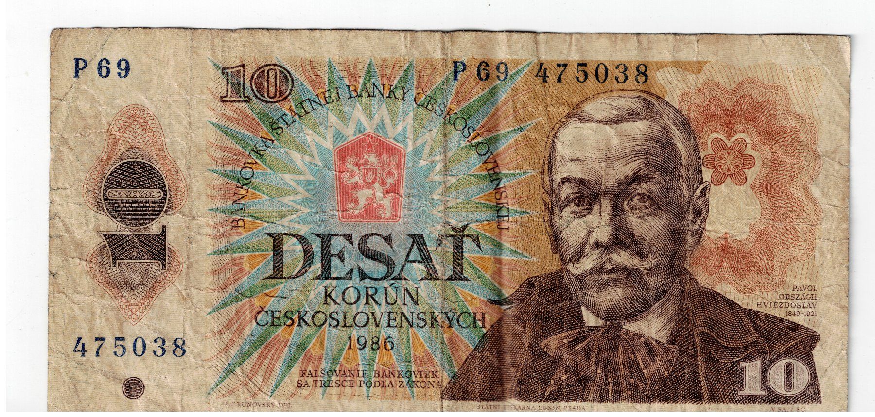 Banknoten: Tschechoslowakei 10 Korun 1986 Banknote – Gebraucht aus Tenniken von mik_6mxg 8