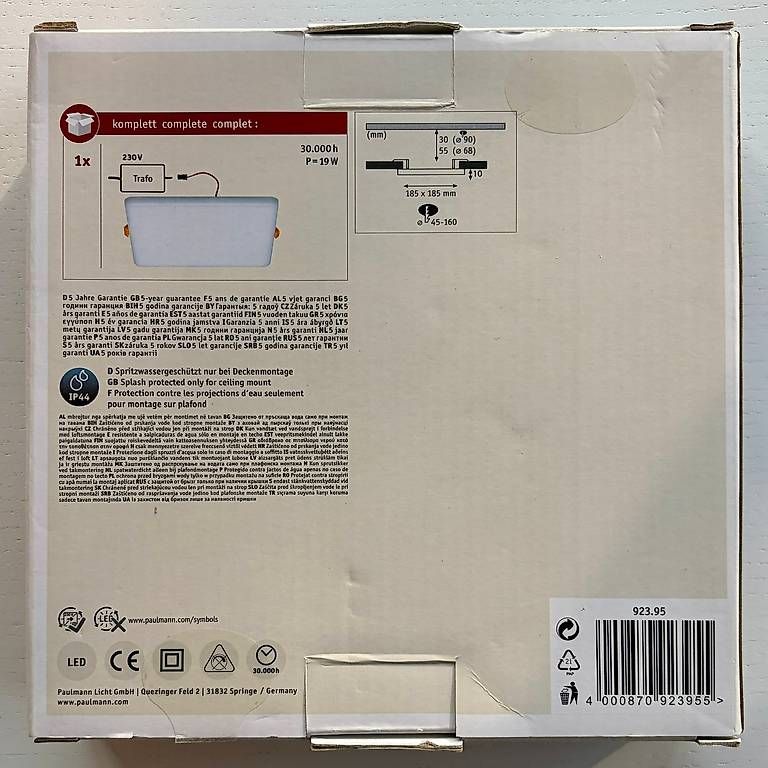 Paulmann Lampadari & plafoniere: Paulmann LED-Panel Veluna 3.000K eckig 185mm, 1850lm, 17W – Nuovo (secondo la descrizione) da Zürich venduto da hclausd 1