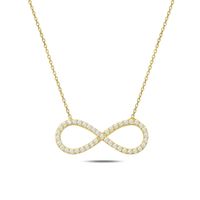 Kette 925 Silber Zirkonia Infinity gold layer fein 42cm