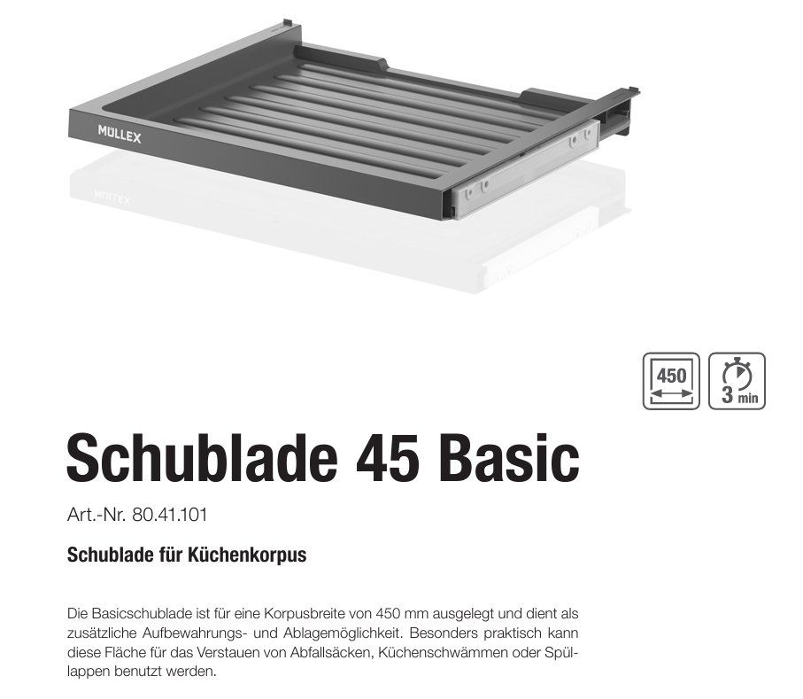 Müllex Poubelles: 075 Müllex Abfallsystem Schublade 45 Basic – Neuf avec emballage d'origine à Derendingen par Meisterstuecke 1