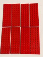 LEGO - 8 Rote Plätten 12x 4 Noppen