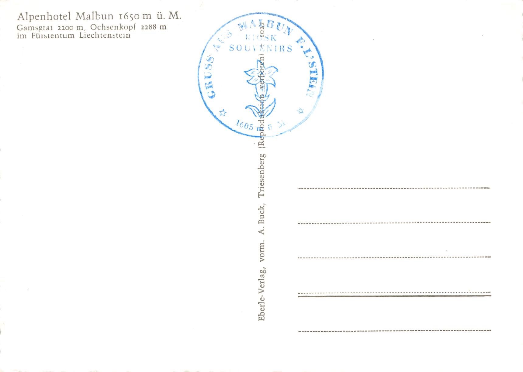 Cartes postales: Alpenhotel Malbun – D'occasion à Biasca par Blenio71 1