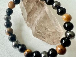 Edelsteinarmband Tigerauge, Onyx, Achat & Hämatit Unikat
