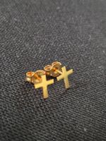 Neue Echtgold Kreuz Ohrstecker, 8 Karat Gold