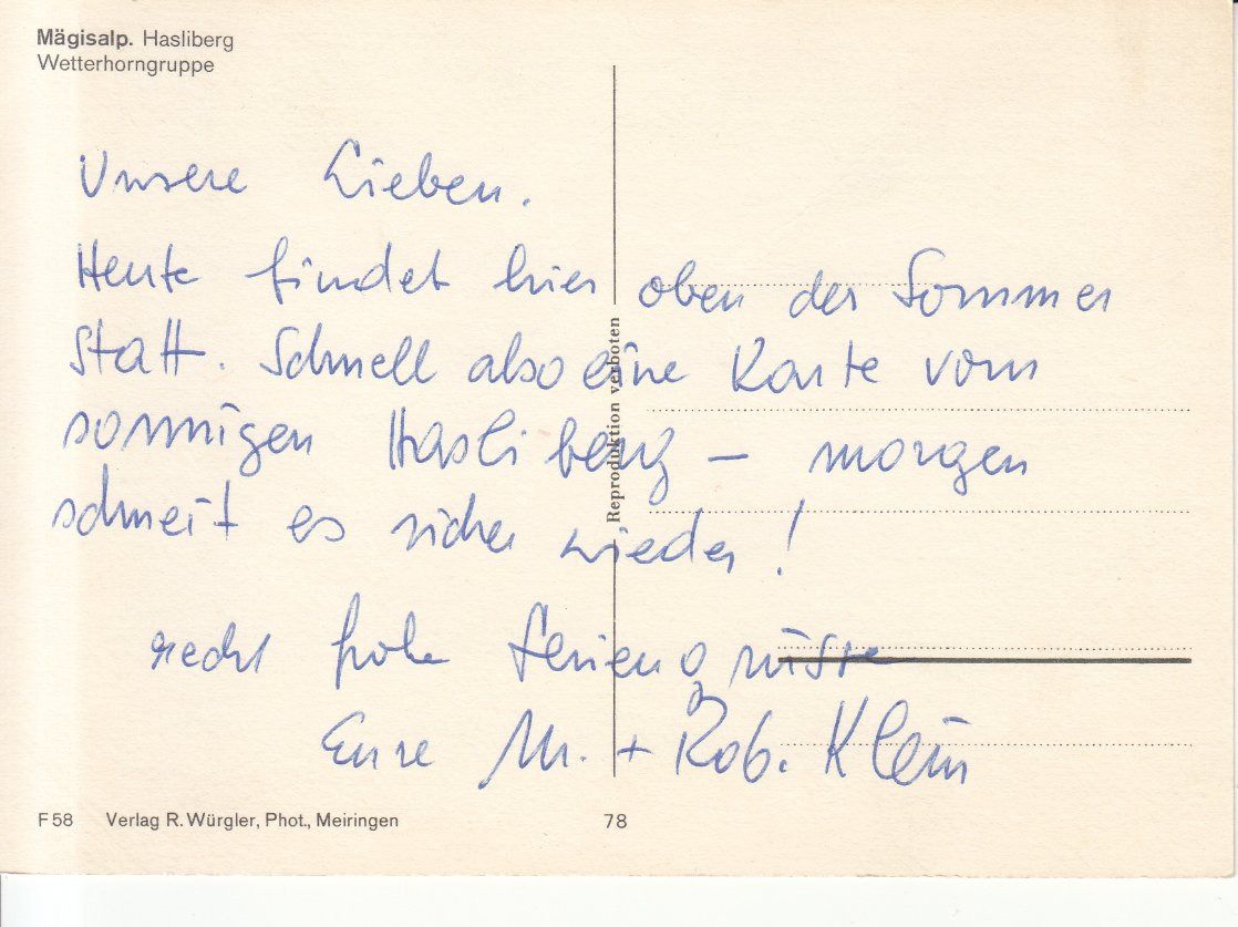 Cartoline postali: Mägisalp, ca. 1970 – Usato da Bürglen TG venduto da StampGraf 1