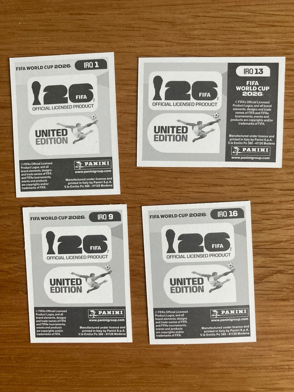 Panini Sammelbilder & Trading cards: WM Sticker IRQ 1, 9, 13, 16 – Neu (gemäss Beschreibung) aus Winterthur von Whitefish 1