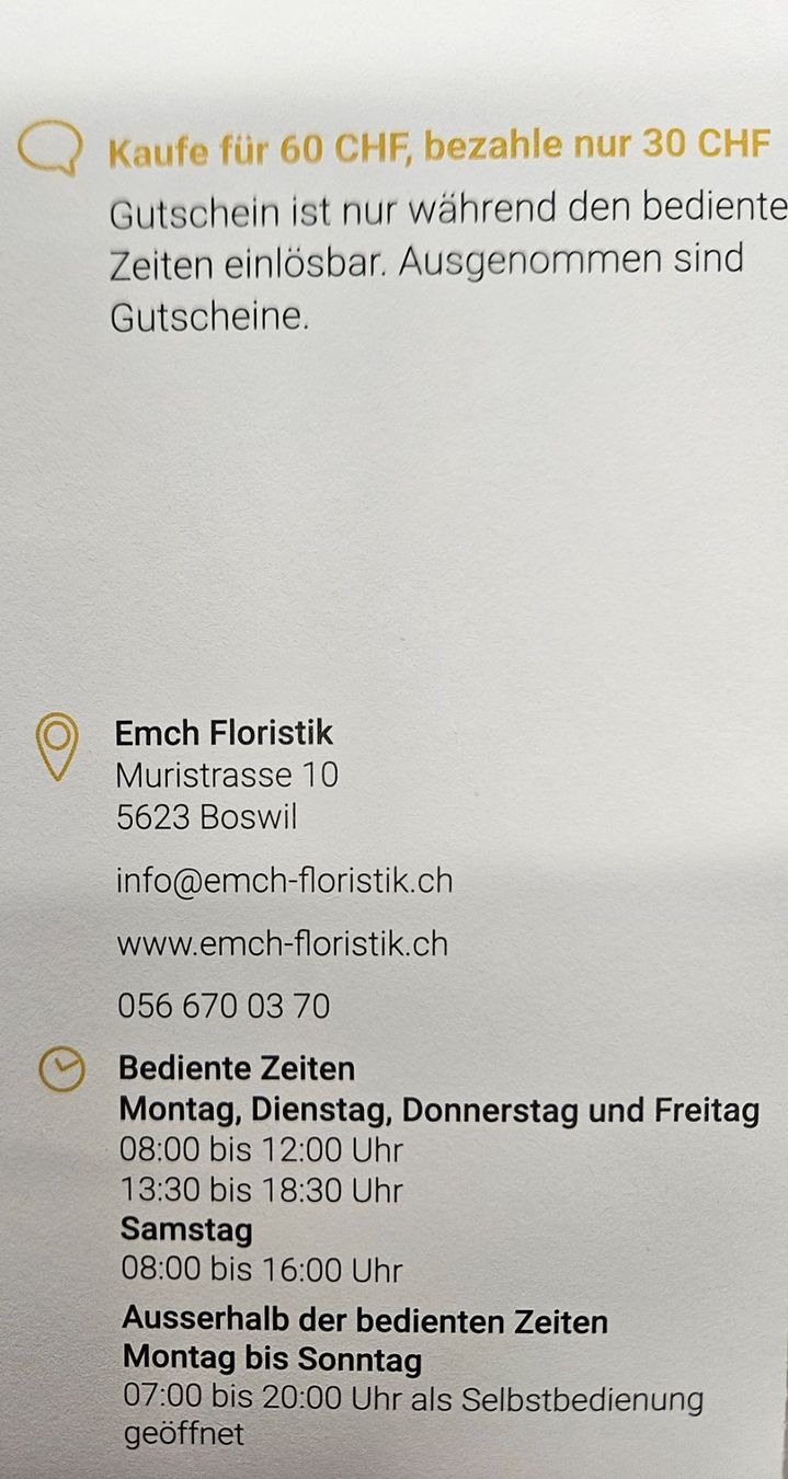 Buoni: Emch Floristik Boswil – Nuovo e nell'imballaggio originale da Uezwil venduto da Jasmin_ 1