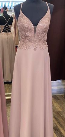 Abendkleid Lang Pailletten Spitze Rosa Grösse 44 NEU