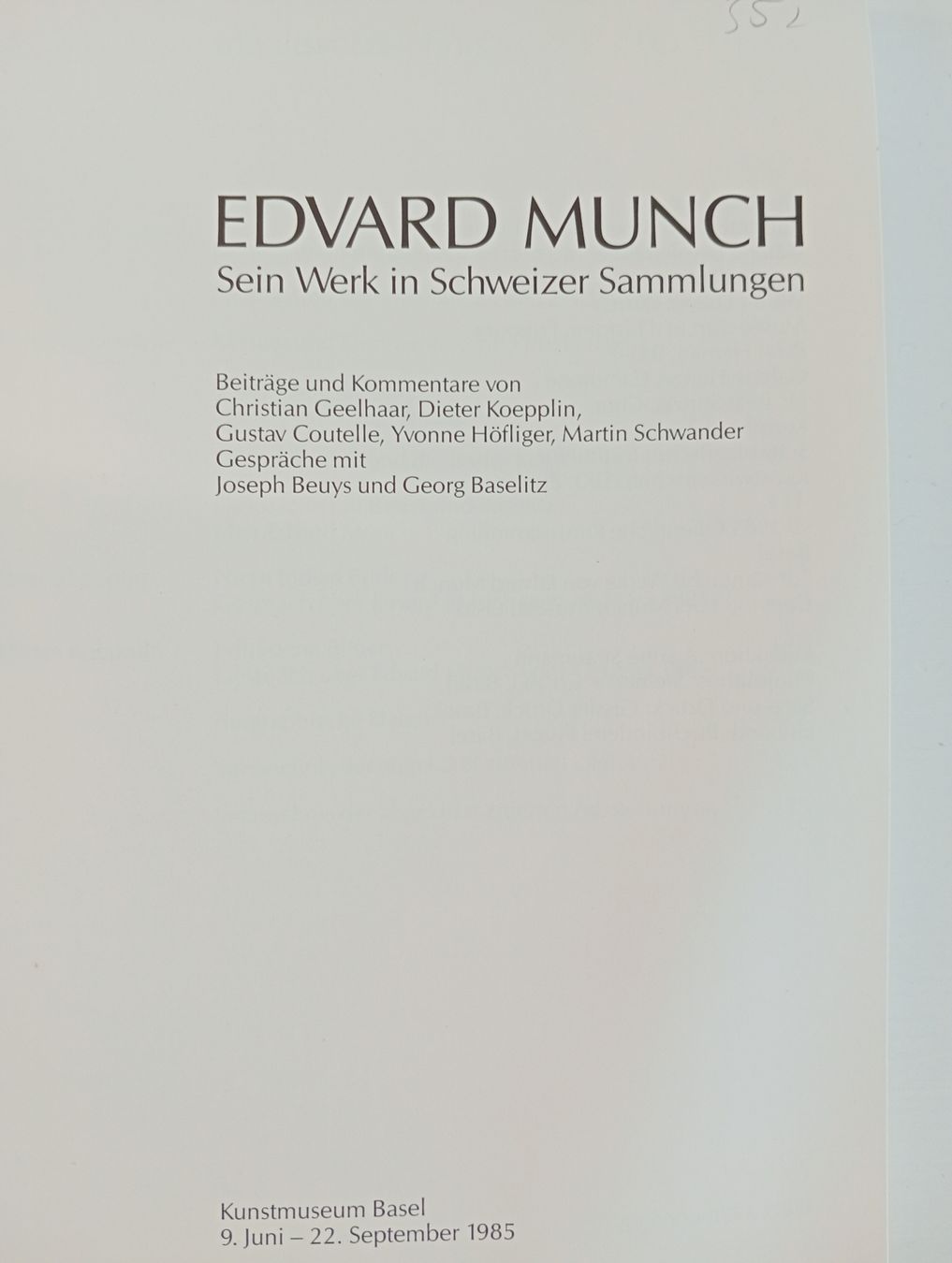 Libri: Edvard Munch, Sein Werk in Schweizer... Kunstmuseum Basel 85 – Usato da Allschwil venduto da Evgeniia78 1