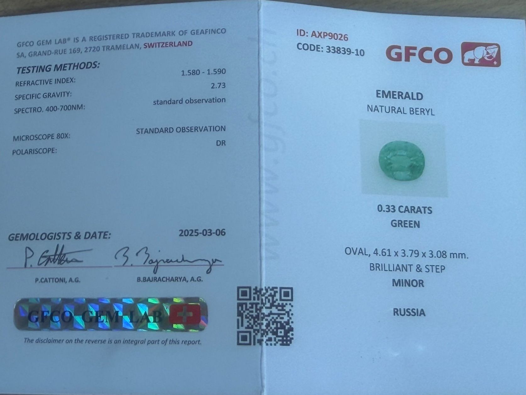 Pietre preziose: SMARAGD grün oval  0.33cts   Ural / Sibirien – Nuovo (secondo la descrizione) da Seftigen venduto da tigers12 4