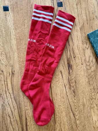 2xFussballstulpen, Kniesocken, Rot/Weiss, Grösse 36/37