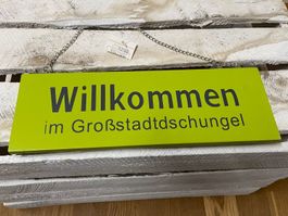 Türschild Holz "Willkommen im Großstadtdschungel", 30x10cm