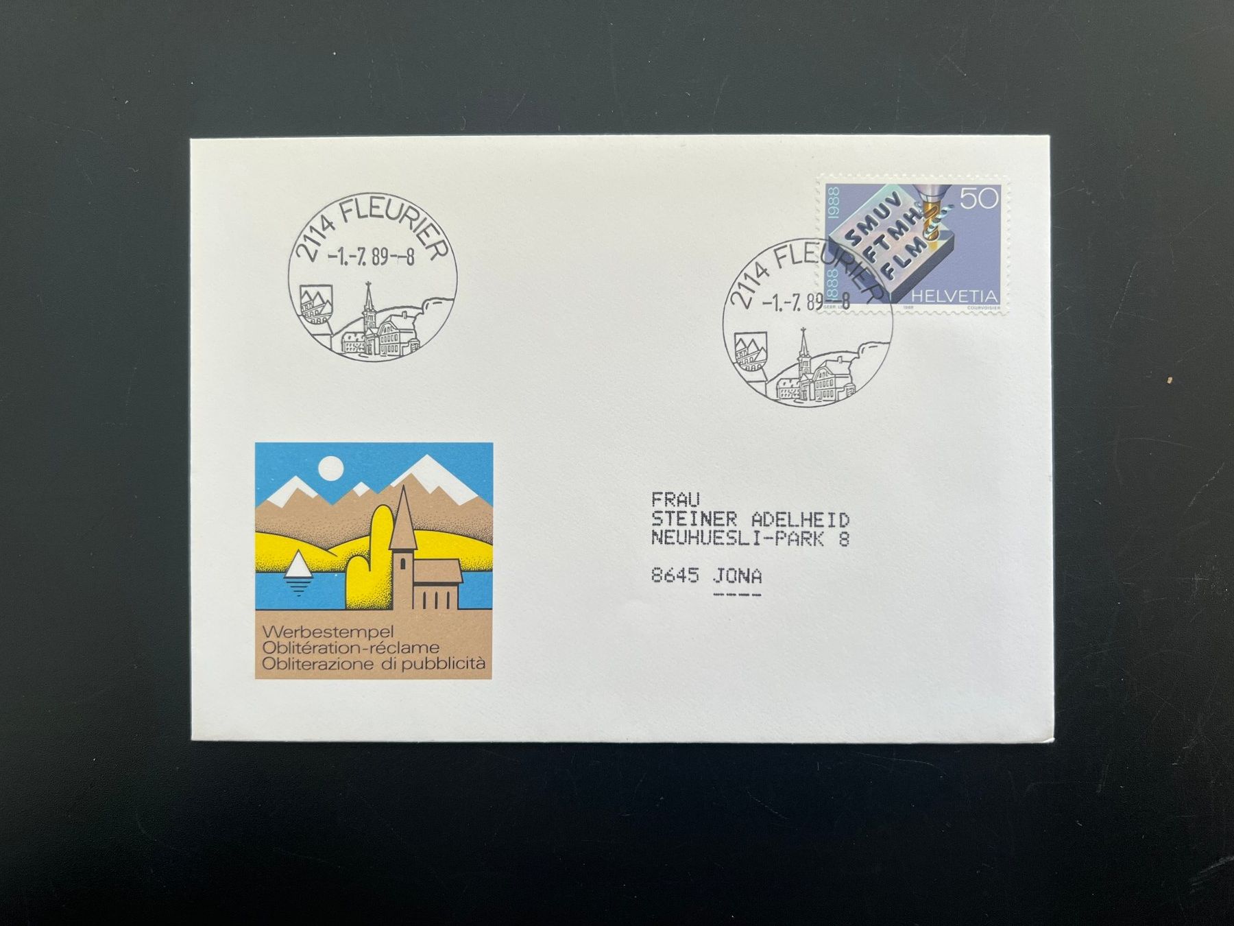 Tutti i francobolli: Fleurier Erstagbrief-Werbe-Stempel  (M934) – Usato da Hinwil venduto da Sidi4