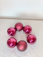 6er Set Christbaumkugeln, Farbe Himbeer, Kunststoff 8cm