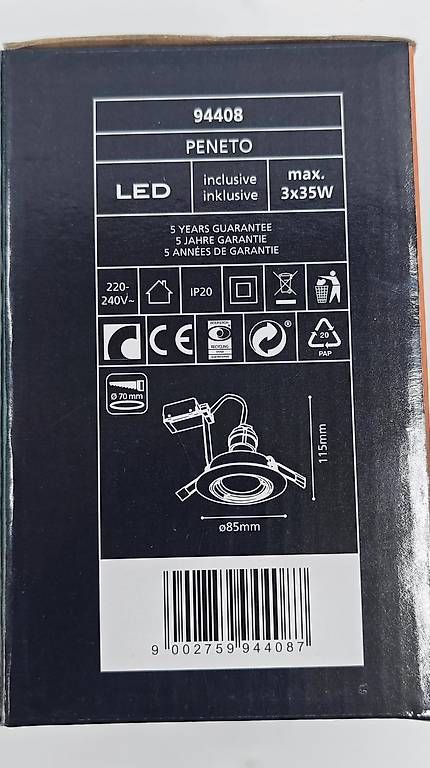 Eglo Kronleuchter & Deckenlampen: 9 Stk. LED-Einbauleuchte EGLO PENETO – Neu (gemäss Beschreibung) aus Grandcour von Drscubi 3