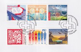 2022: Karte Mein Kanton mit 6 Marken, selten! Vom Ausgabetag
