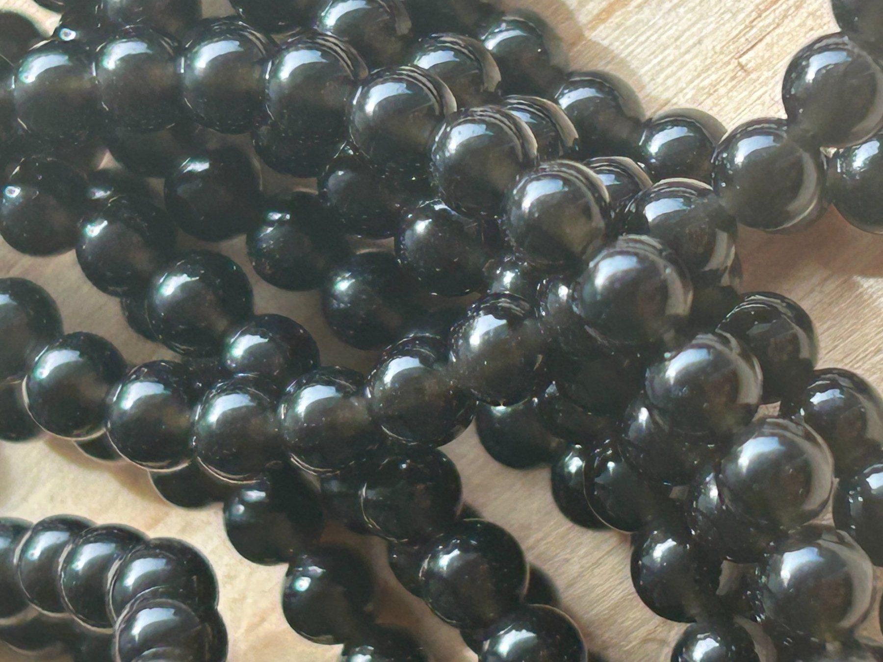 Pietre preziose: Strang echte Obsidian beads 4 mm – Nuovo e nell'imballaggio originale da Niederrohrdorf venduto da Ytobi 1