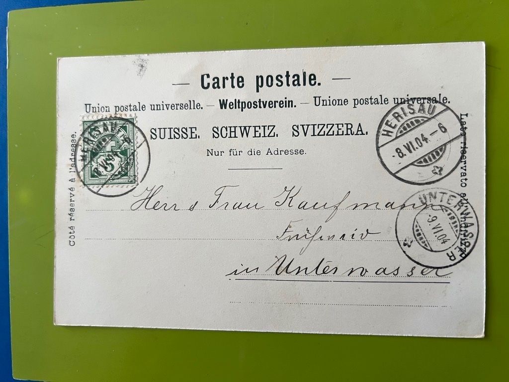 Cartoline postali: Ansichtskarte Herisau Schweiz um 1904 mit Stempel und Marke – Usato da Steinach venduto da Momoco 1