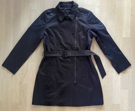 CAROLL Trench-coat noir satiné 40 NEUF