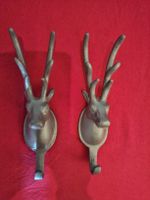 2 Wandhaken Hirsch Gusseisen grau 2er Set guter Zustand