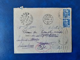 FR 1952, Brief mit vielen Adressänderungen, interessant