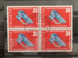 1970 50 Jahre Pro Infirmis Viererblock Vollstempel