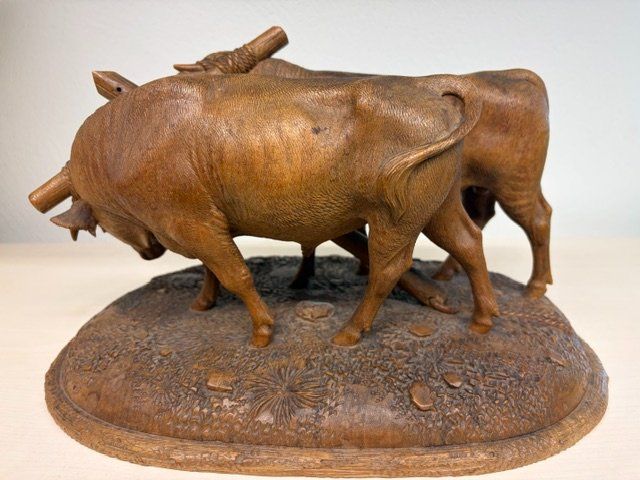 Statuette: geschnitztes Ochsengespann, Brienz, Johann Huggler – Usato da Galgenen venduto da Crystaldisplay 5