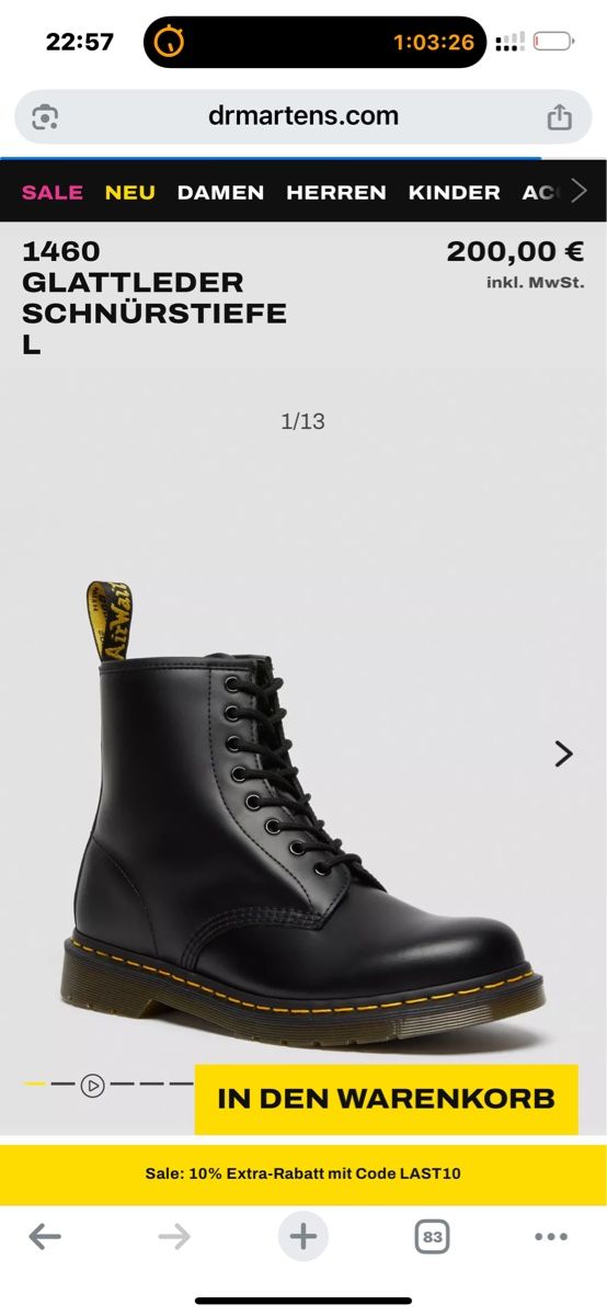 Dr. Martens Damenschuhe: Dr. Martens 1460 Smooth Leather Boots - Classic! Size 37 – Neu (gemäss Beschreibung) aus Effretikon von rus_2l2p 6
