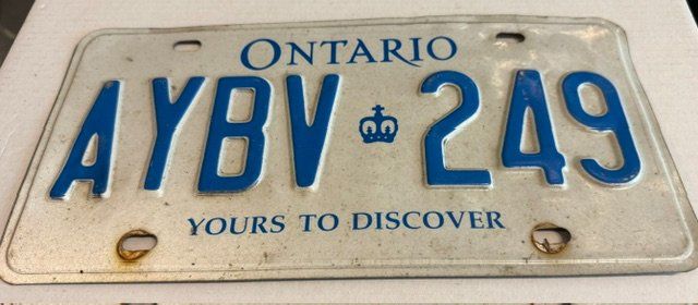 Schilder: Kananda Kontrollschild Ontario AYBV-249 – Gebraucht aus Gersau von pandabear01