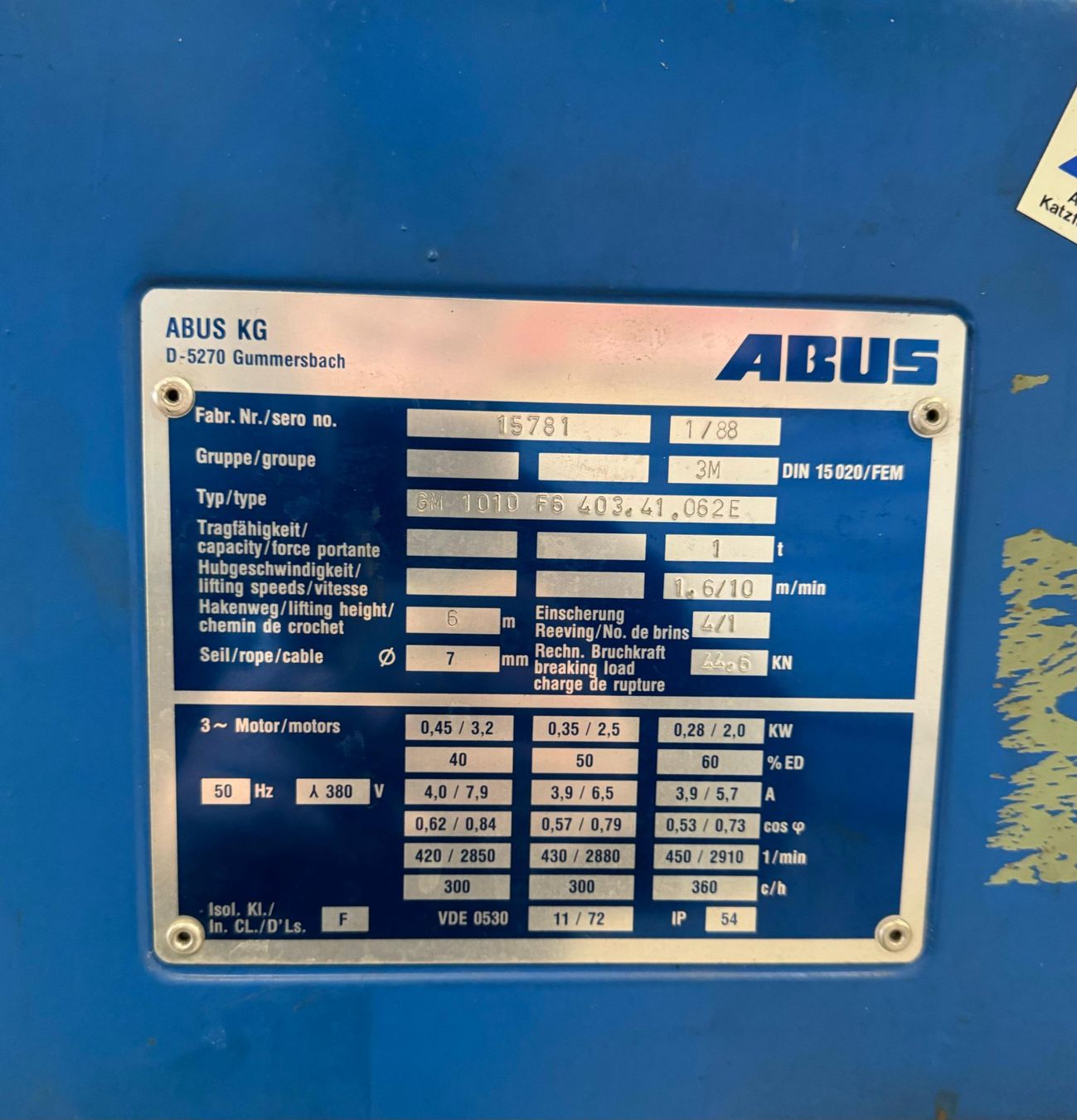 Gru: Kran Abus Kranwinde 1t – Usato da Schönholzerswilen venduto da LemmTec_GmbH 4