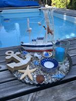 Stranddeko Maritim Deko Schiff Kerzen Muscheln Pool Garten