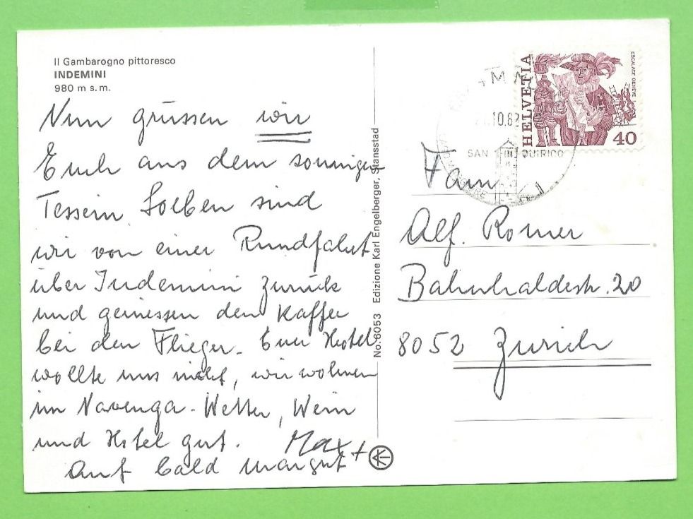 Cartoline postali: Indemini (TI) – Usato da Zürich venduto da t24_de 1