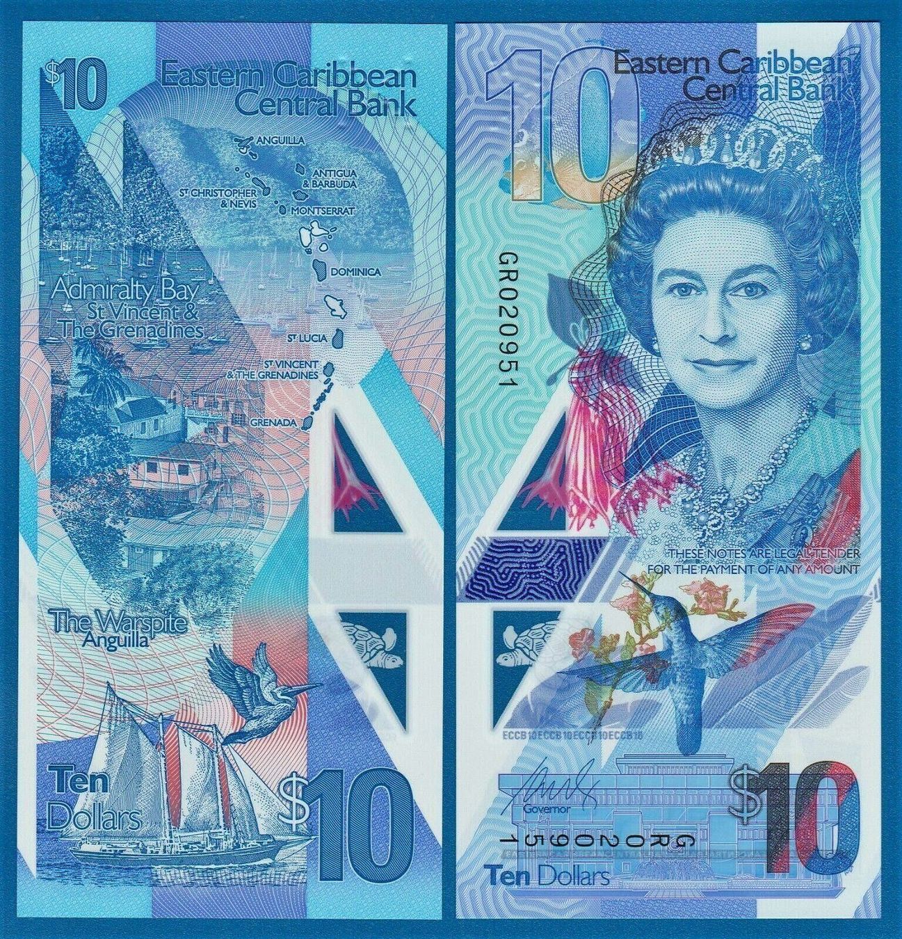 Banknoten: 10 Dollars East Caribbean States UNC – Neu und originalverpackt aus Auw von VIMM-78
