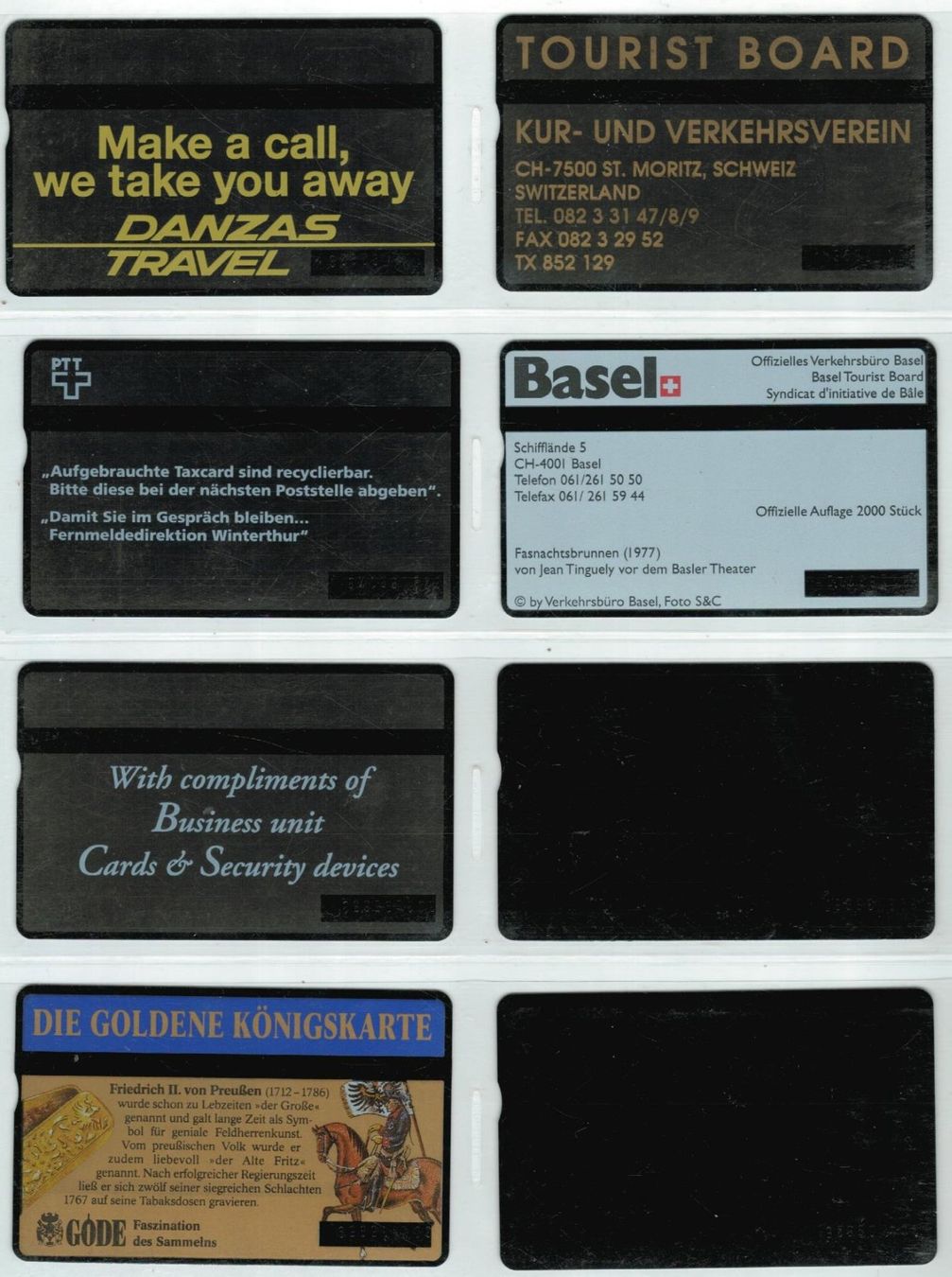Schede telefoniche: 8 Taxcards – Usato da Zürich venduto da Tolima194 1
