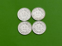 1/2 Fr.1964, 1965, 2x1966 vorzüglich