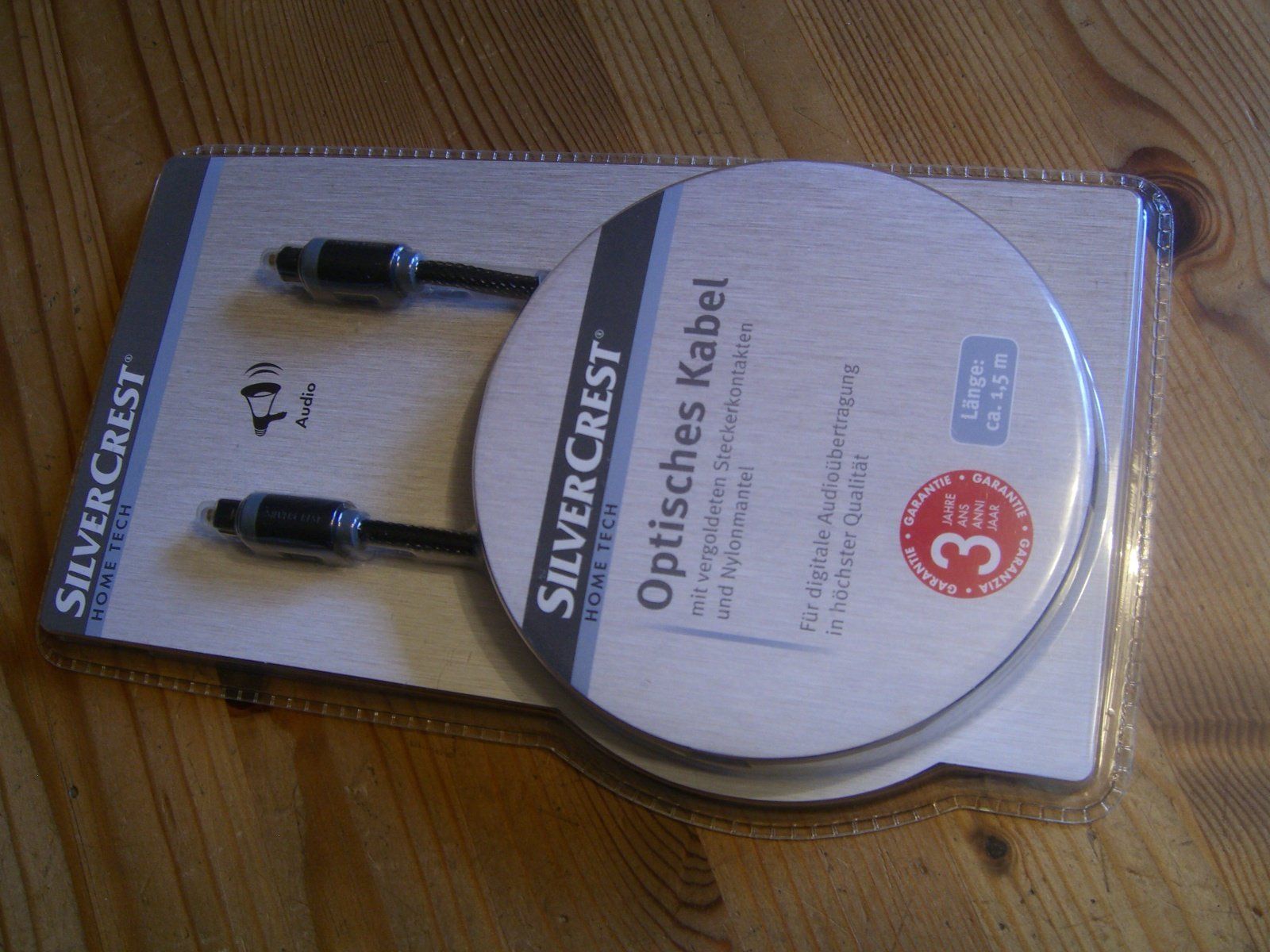 Cavi: optisches Audiokabel der Marke Silvercrest Home Tech – Nuovo e nell'imballaggio originale da Winterthur venduto da Ghandi5